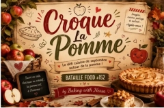 Cookie, compote de pommes, poudre de noisettes, pépites de chocolat 